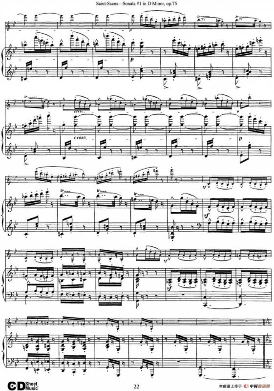 Violin Sonata No.1 in D Minor Op.75（小提琴+钢琴伴奏）