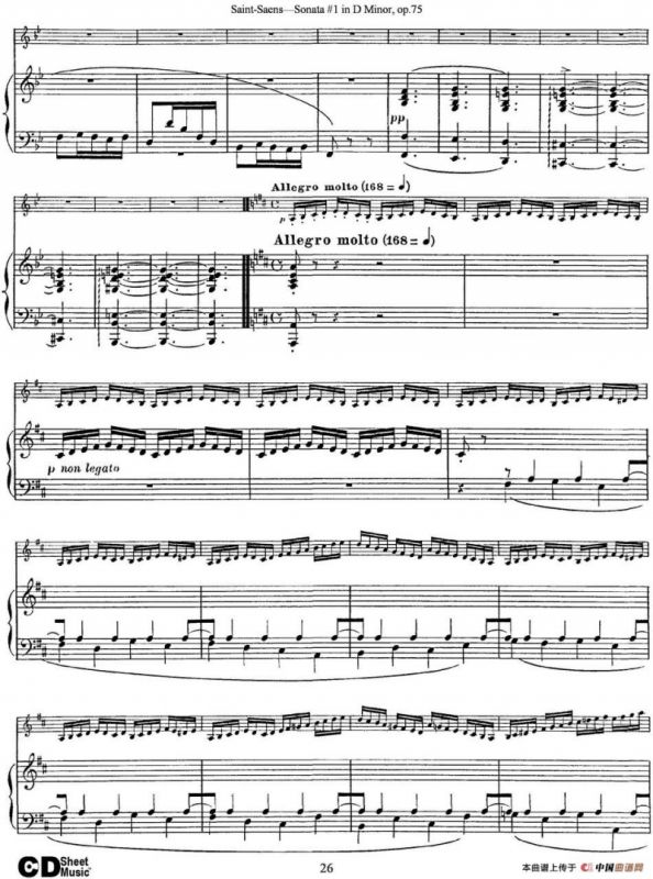 Violin Sonata No.1 in D Minor Op.75（小提琴+钢琴伴奏）