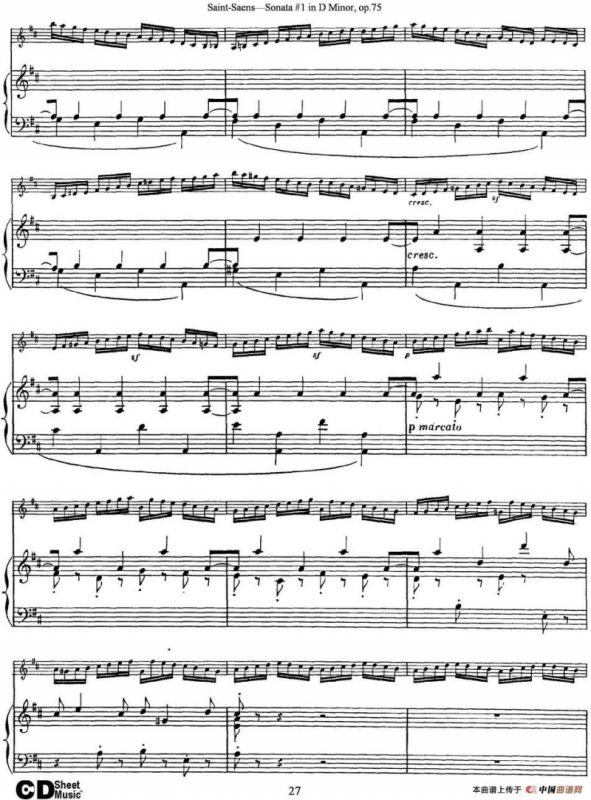 Violin Sonata No.1 in D Minor Op.75（小提琴+钢琴伴奏）