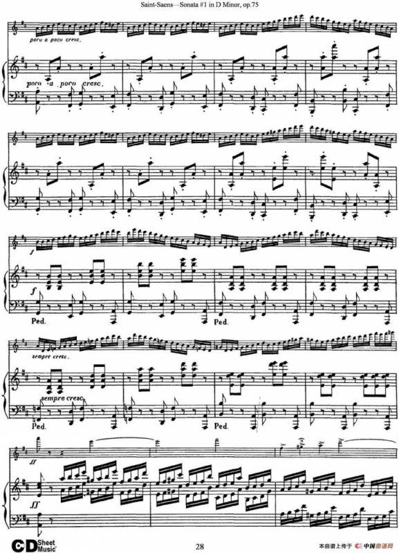 Violin Sonata No.1 in D Minor Op.75（小提琴+钢琴伴奏）