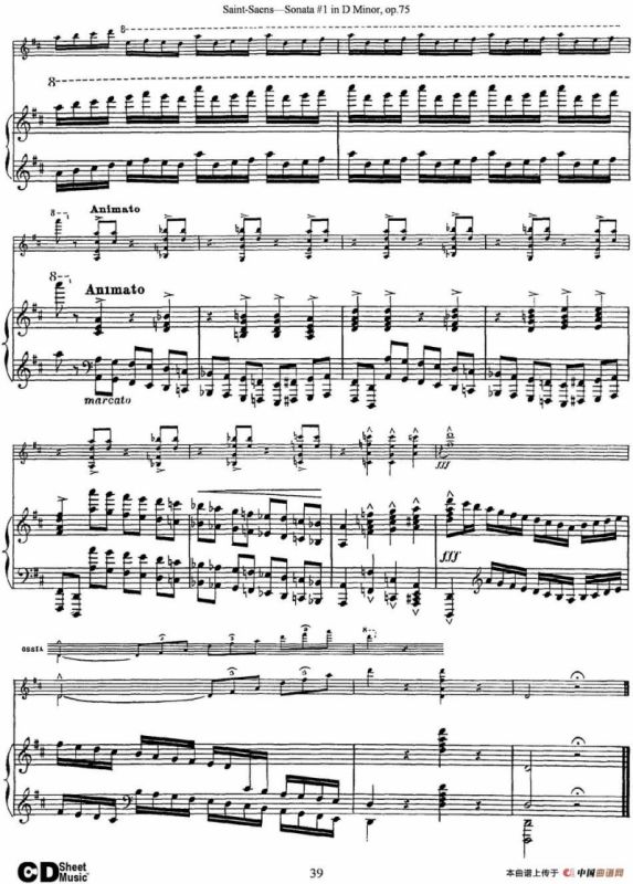 Violin Sonata No.1 in D Minor Op.75（小提琴+钢琴伴奏）
