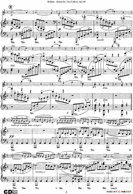 Violin Sonata No.3 in D Minor Op.108（小提琴+钢琴伴奏）