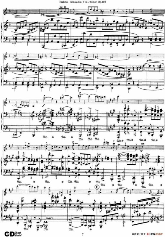 Violin Sonata No.3 in D Minor Op.108（小提琴+钢琴伴奏）