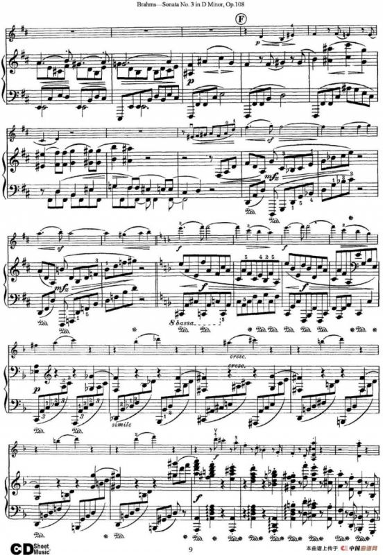 Violin Sonata No.3 in D Minor Op.108（小提琴+钢琴伴奏）