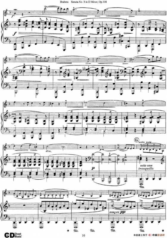 Violin Sonata No.3 in D Minor Op.108（小提琴+钢琴伴奏）