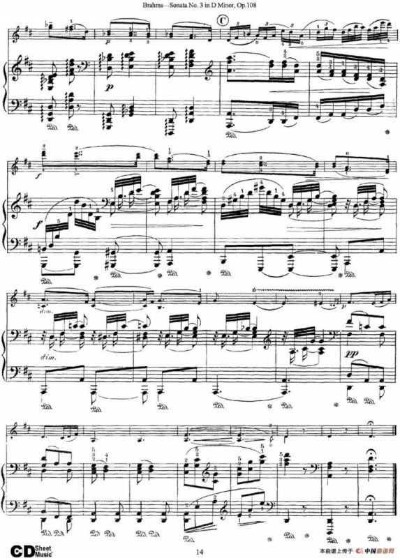 Violin Sonata No.3 in D Minor Op.108（小提琴+钢琴伴奏）