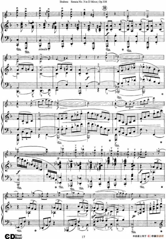Violin Sonata No.3 in D Minor Op.108（小提琴+钢琴伴奏）