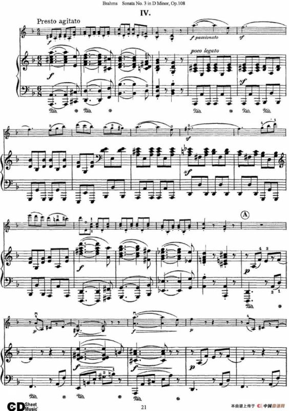 Violin Sonata No.3 in D Minor Op.108（小提琴+钢琴伴奏）
