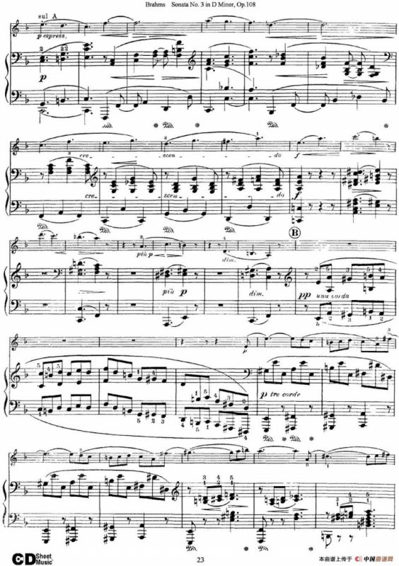Violin Sonata No.3 in D Minor Op.108（小提琴+钢琴伴奏）