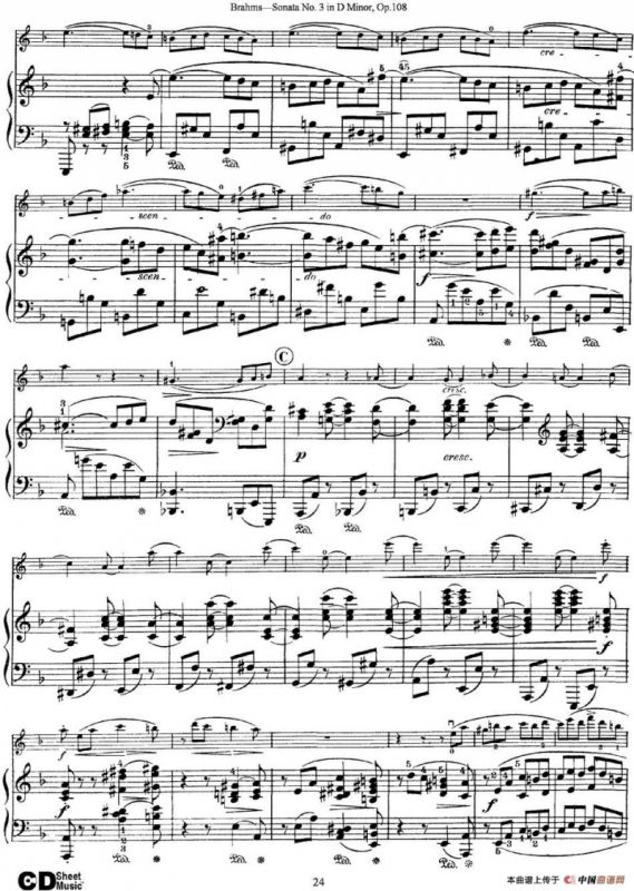 Violin Sonata No.3 in D Minor Op.108（小提琴+钢琴伴奏）