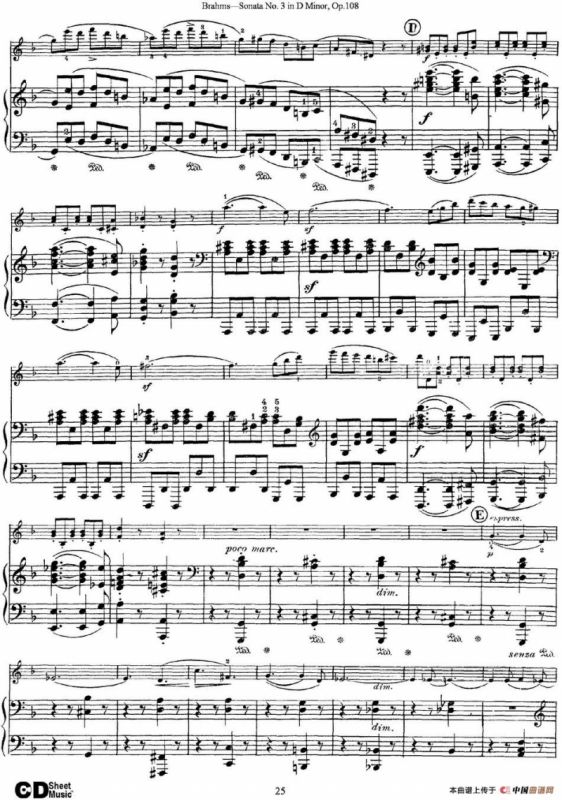 Violin Sonata No.3 in D Minor Op.108（小提琴+钢琴伴奏）