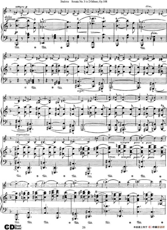 Violin Sonata No.3 in D Minor Op.108（小提琴+钢琴伴奏）