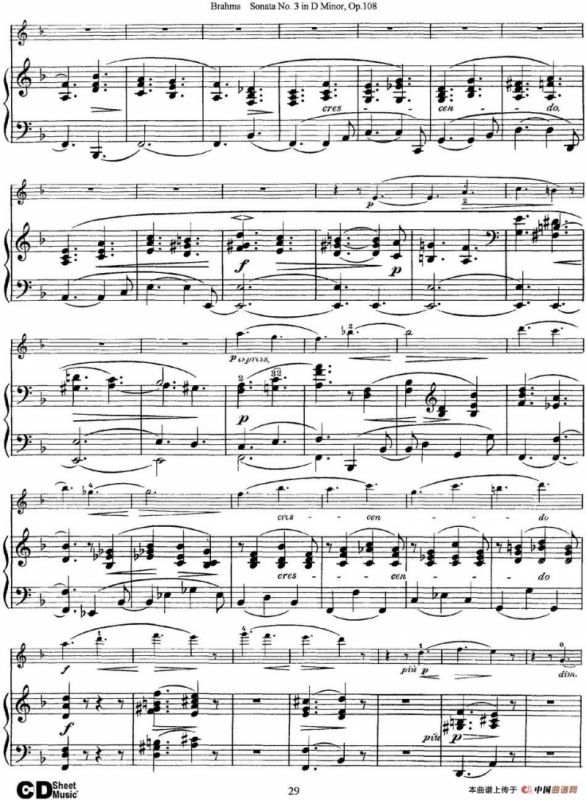 Violin Sonata No.3 in D Minor Op.108（小提琴+钢琴伴奏）
