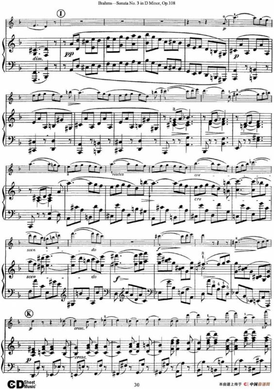 Violin Sonata No.3 in D Minor Op.108（小提琴+钢琴伴奏）