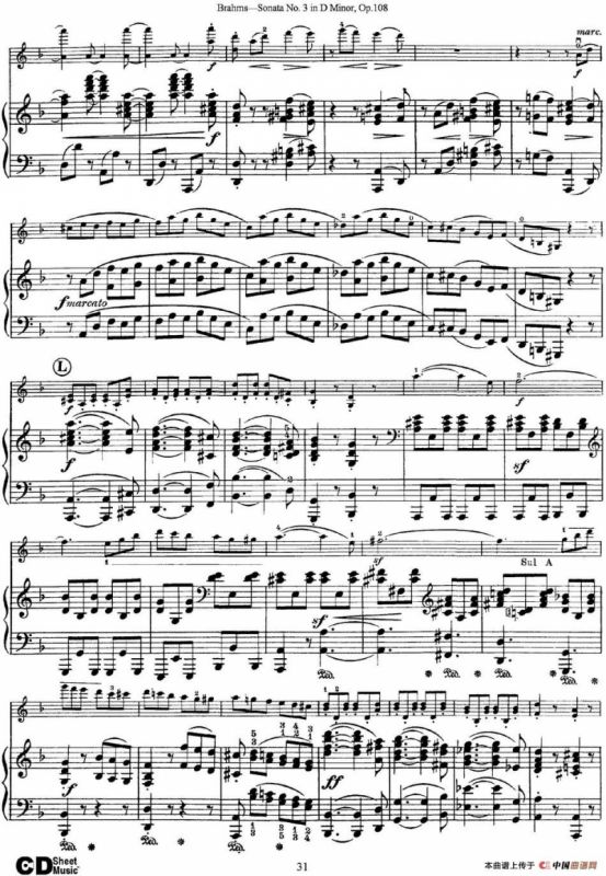 Violin Sonata No.3 in D Minor Op.108（小提琴+钢琴伴奏）
