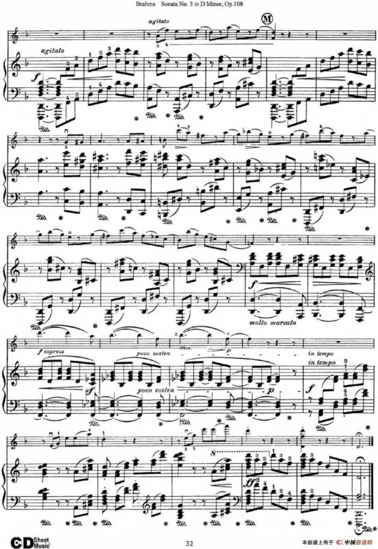 Violin Sonata No.3 in D Minor Op.108（小提琴+钢琴伴奏）