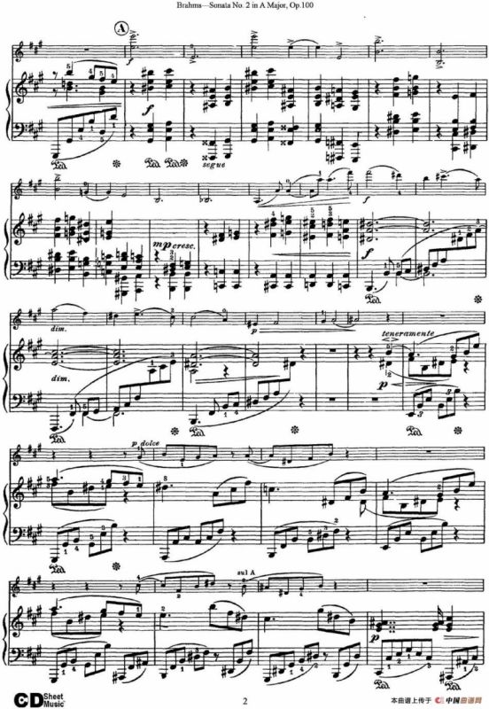 Violin Sonata No.2 in A Major Op.100（小提琴+钢琴伴奏）