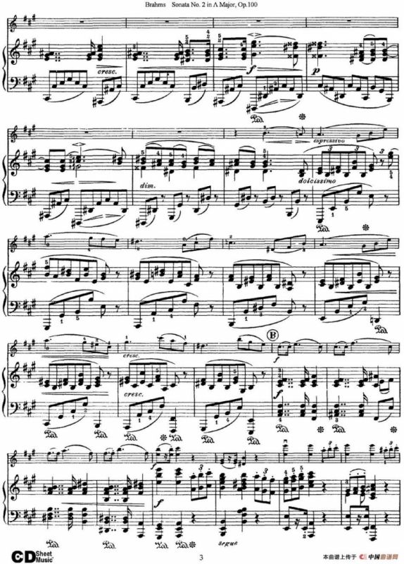 Violin Sonata No.2 in A Major Op.100（小提琴+钢琴伴奏）