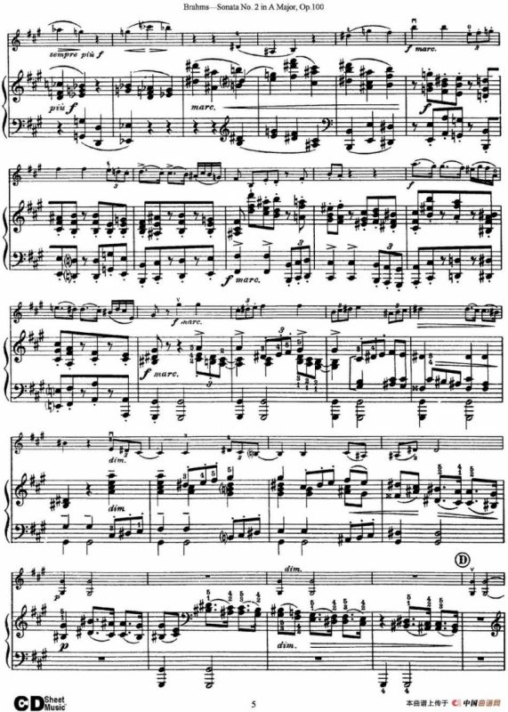 Violin Sonata No.2 in A Major Op.100（小提琴+钢琴伴奏）