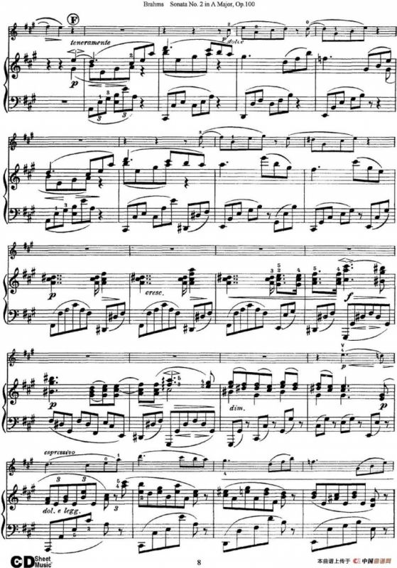 Violin Sonata No.2 in A Major Op.100（小提琴+钢琴伴奏）