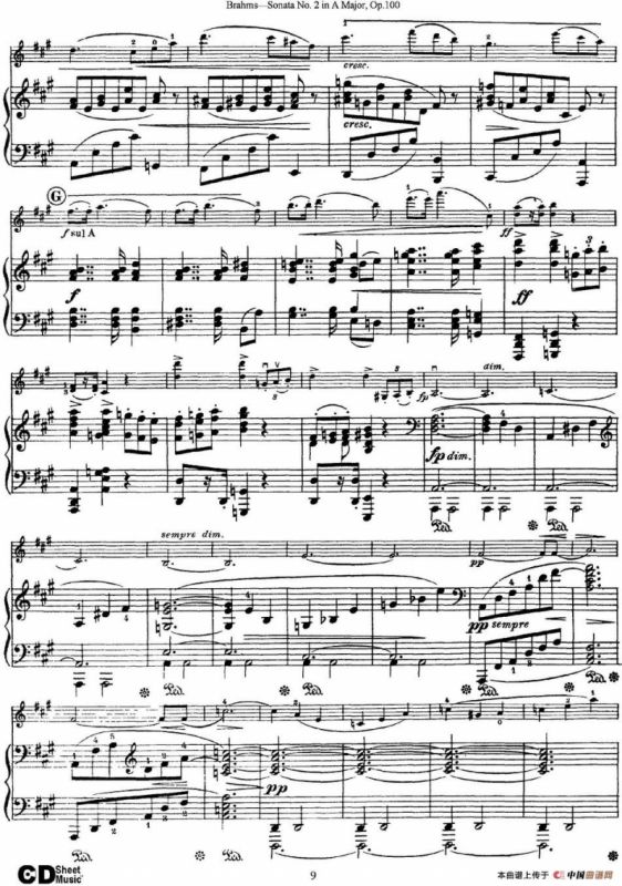 Violin Sonata No.2 in A Major Op.100（小提琴+钢琴伴奏）