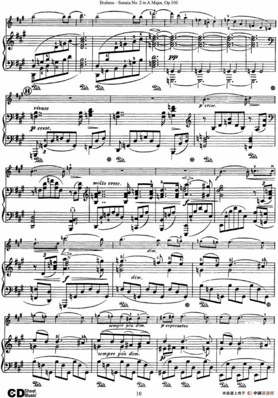 Violin Sonata No.2 in A Major Op.100（小提琴+钢琴伴奏）