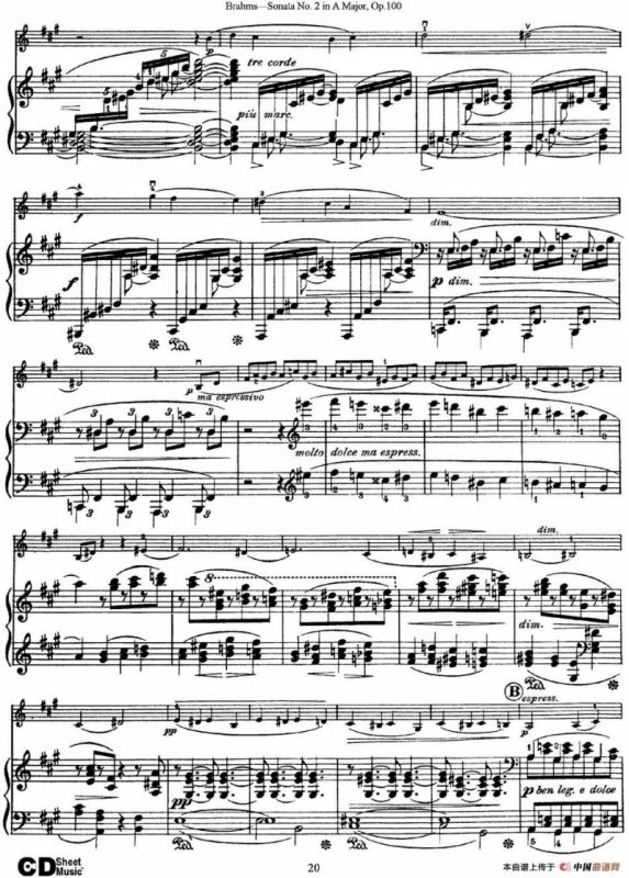 Violin Sonata No.2 in A Major Op.100（小提琴+钢琴伴奏）