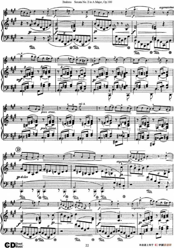 Violin Sonata No.2 in A Major Op.100（小提琴+钢琴伴奏）