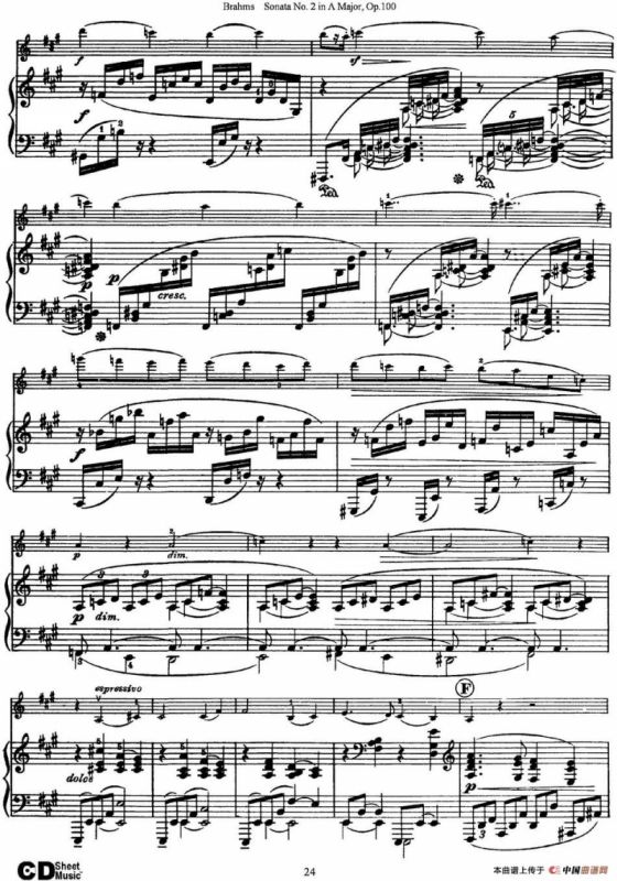 Violin Sonata No.2 in A Major Op.100（小提琴+钢琴伴奏）