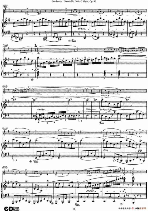 Violin Sonata No.10 in G Major Op.96（小提琴+钢琴伴奏）