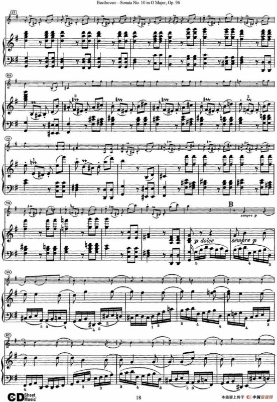 Violin Sonata No.10 in G Major Op.96（小提琴+钢琴伴奏）