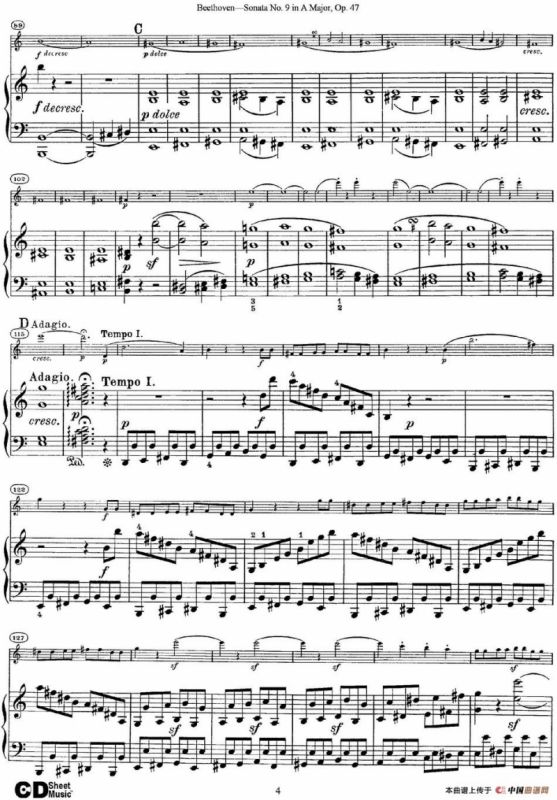 Violin Sonata No.9 in A Major Op.47（小提琴+钢琴伴奏）