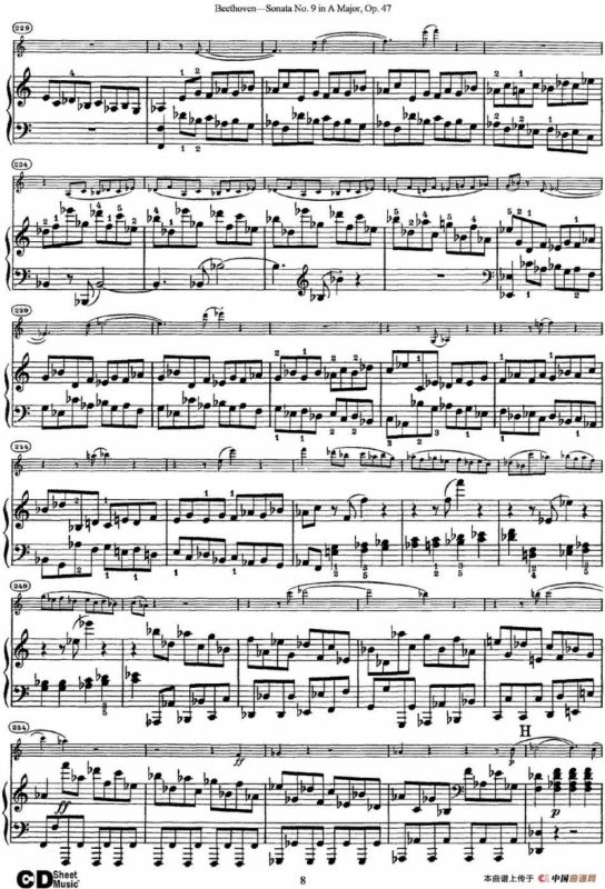 Violin Sonata No.9 in A Major Op.47（小提琴+钢琴伴奏）