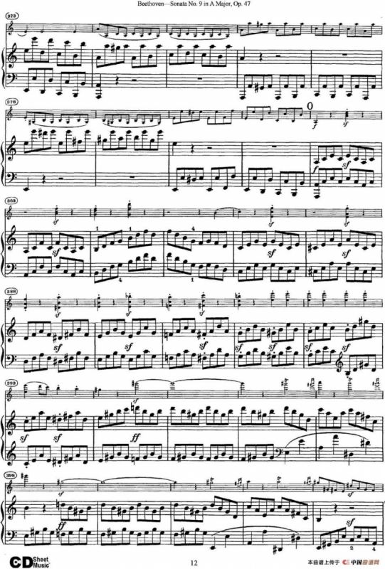 Violin Sonata No.9 in A Major Op.47（小提琴+钢琴伴奏）