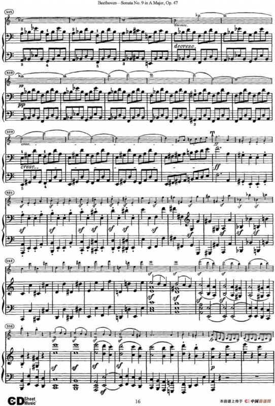 Violin Sonata No.9 in A Major Op.47（小提琴+钢琴伴奏）