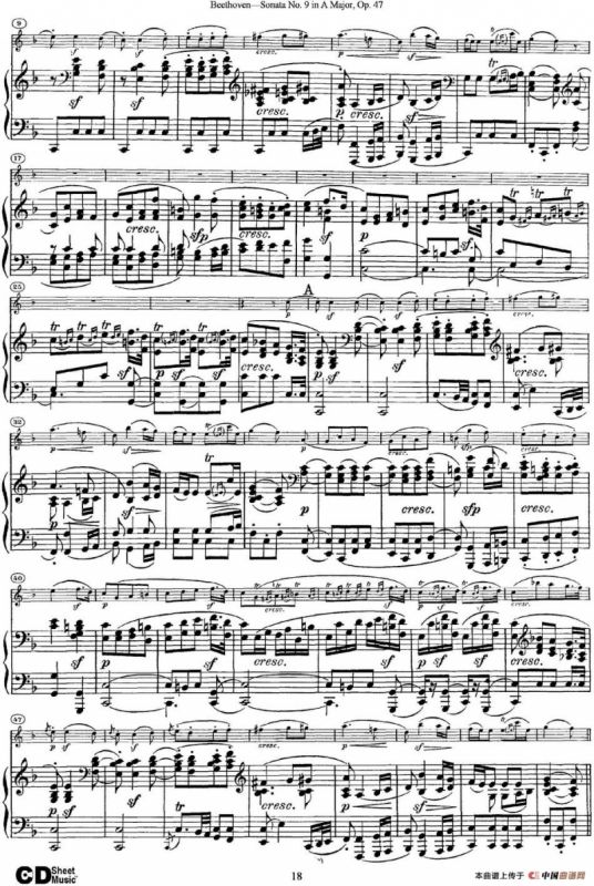 Violin Sonata No.9 in A Major Op.47（小提琴+钢琴伴奏）