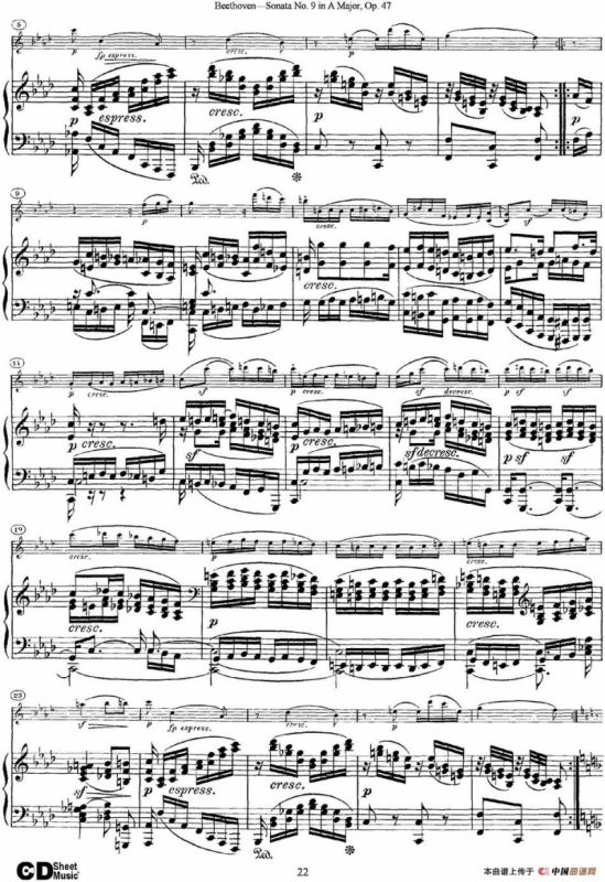 Violin Sonata No.9 in A Major Op.47（小提琴+钢琴伴奏）