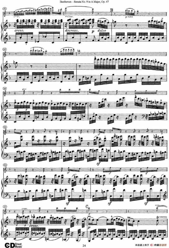 Violin Sonata No.9 in A Major Op.47（小提琴+钢琴伴奏）