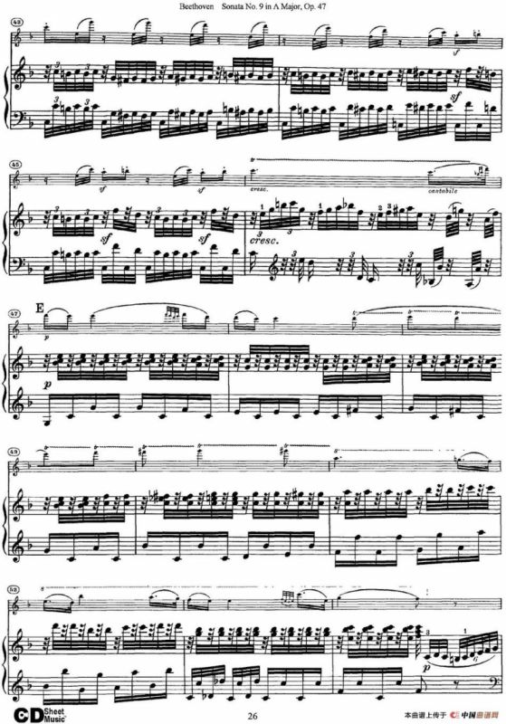 Violin Sonata No.9 in A Major Op.47（小提琴+钢琴伴奏）