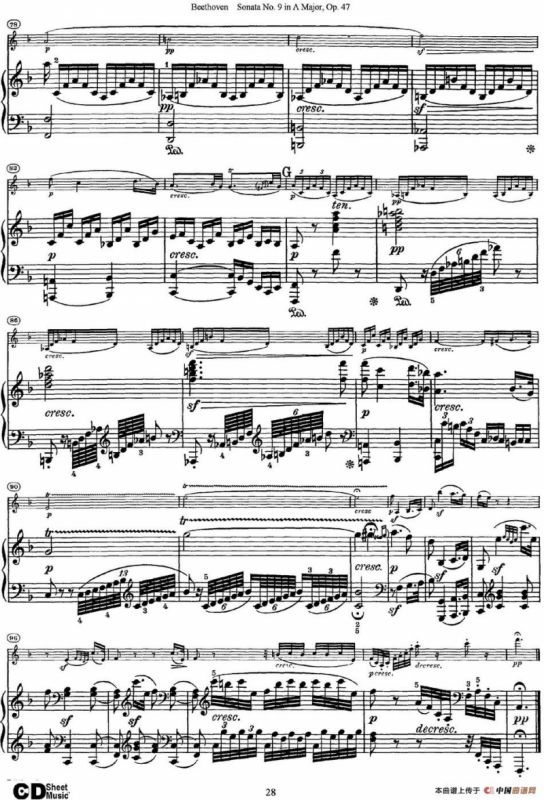 Violin Sonata No.9 in A Major Op.47（小提琴+钢琴伴奏）
