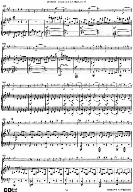 Violin Sonata No.9 in A Major Op.47（小提琴+钢琴伴奏）