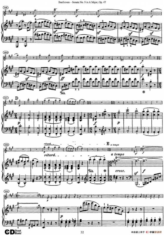 Violin Sonata No.9 in A Major Op.47（小提琴+钢琴伴奏）