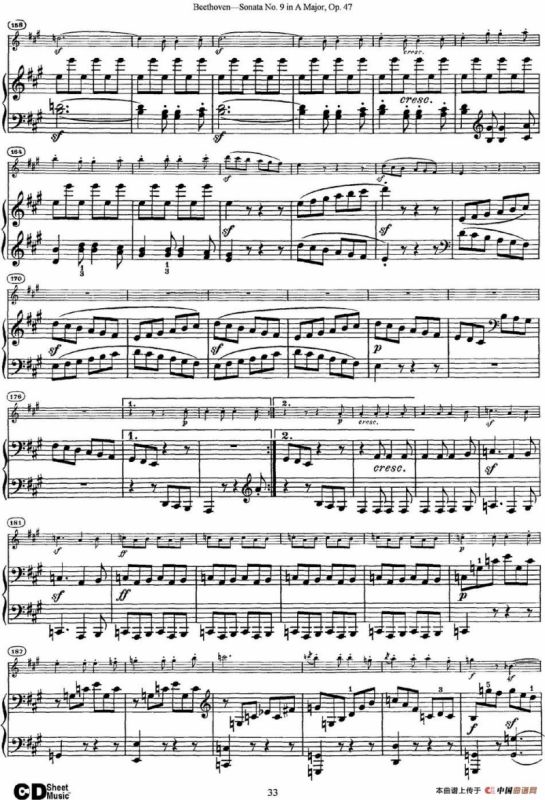 Violin Sonata No.9 in A Major Op.47（小提琴+钢琴伴奏）