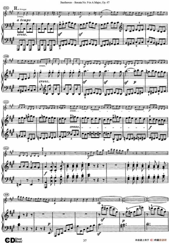 Violin Sonata No.9 in A Major Op.47（小提琴+钢琴伴奏）