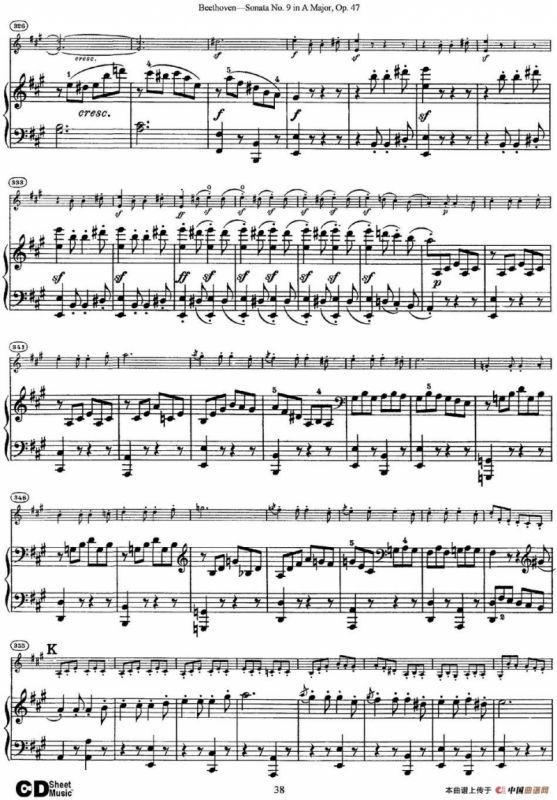 Violin Sonata No.9 in A Major Op.47（小提琴+钢琴伴奏）