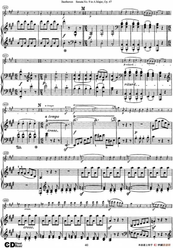 Violin Sonata No.9 in A Major Op.47（小提琴+钢琴伴奏）