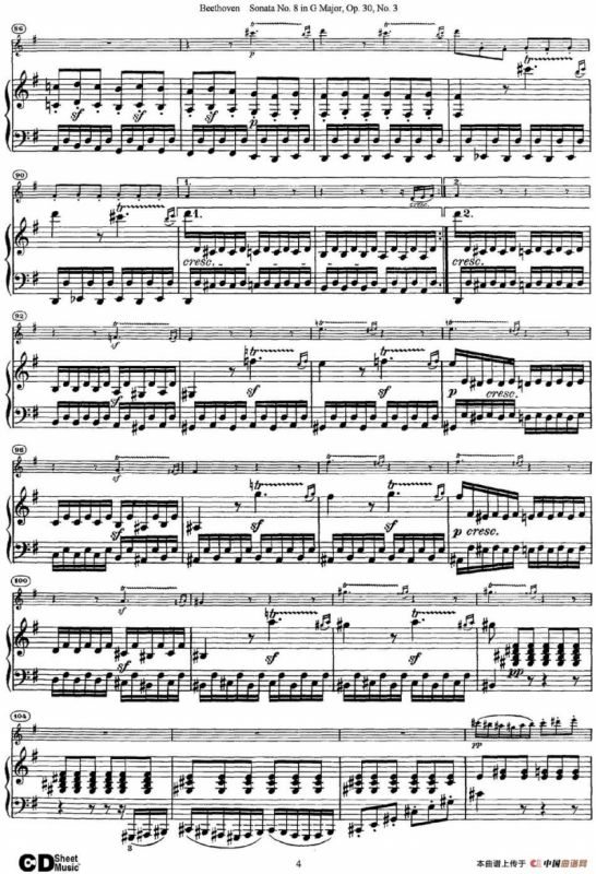 Violin Sonata No.8 in G Major Op.30 No.3（小提琴+钢琴伴奏）