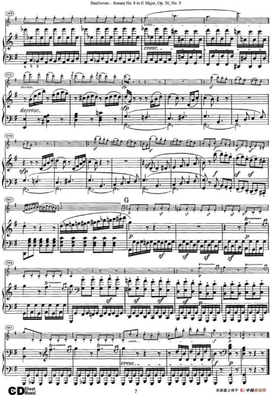Violin Sonata No.8 in G Major Op.30 No.3（小提琴+钢琴伴奏）
