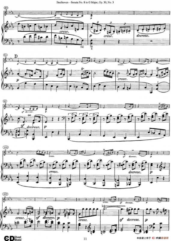 Violin Sonata No.8 in G Major Op.30 No.3（小提琴+钢琴伴奏）