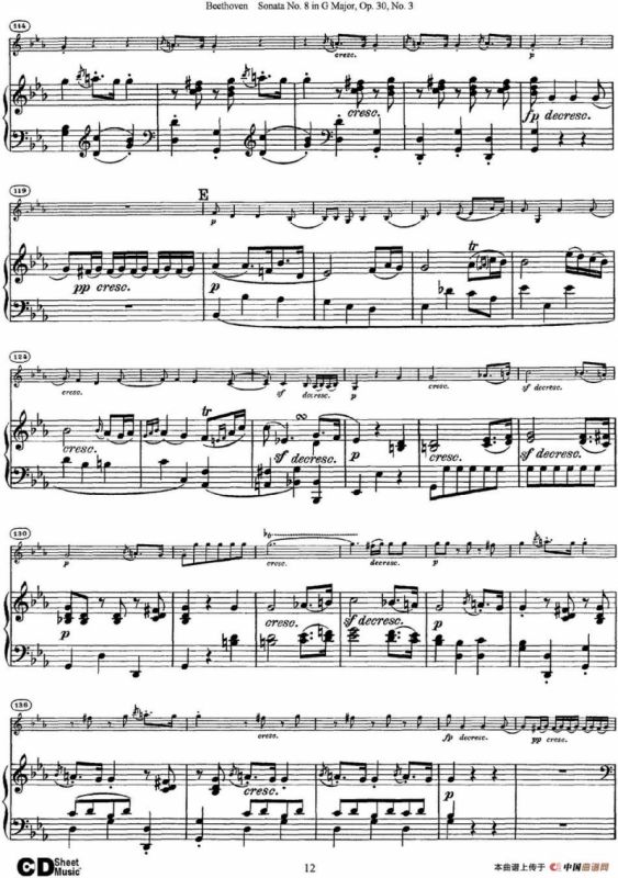 Violin Sonata No.8 in G Major Op.30 No.3（小提琴+钢琴伴奏）